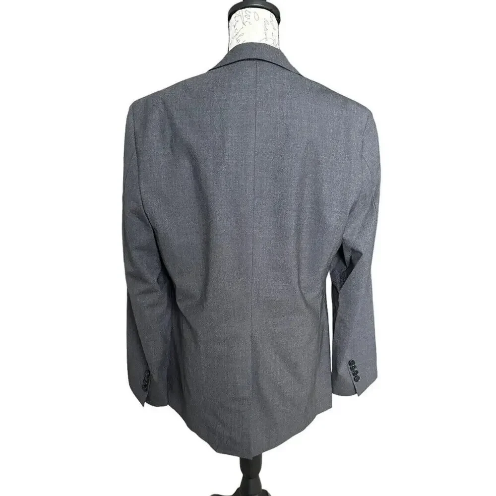 Theory Xylo NP Charcoal Gray Blazer 40R – Stretch Wool Single-Breasted